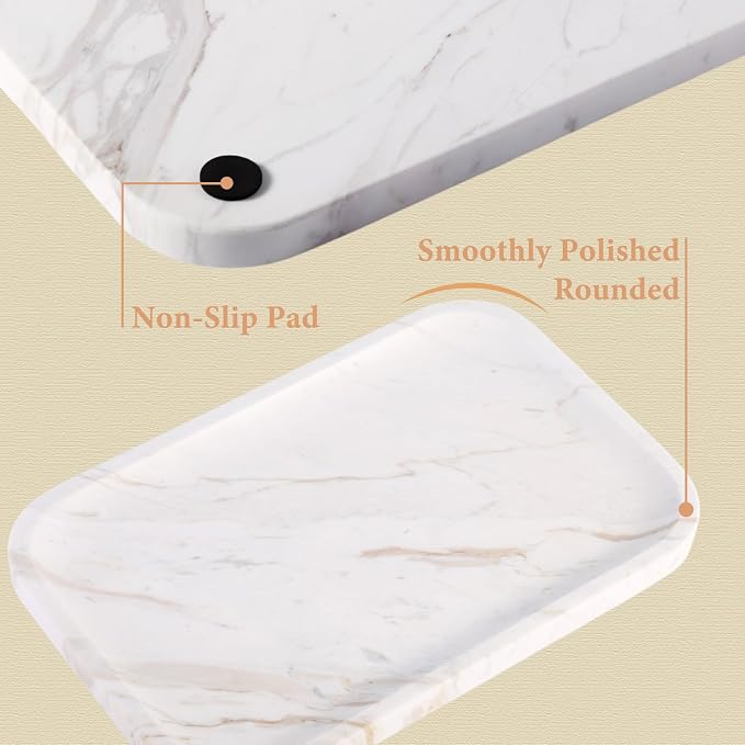 Karibiber Marble Vanity Tray, Marble Bathroom Tray Countertop, Decorative Trays - Image 4