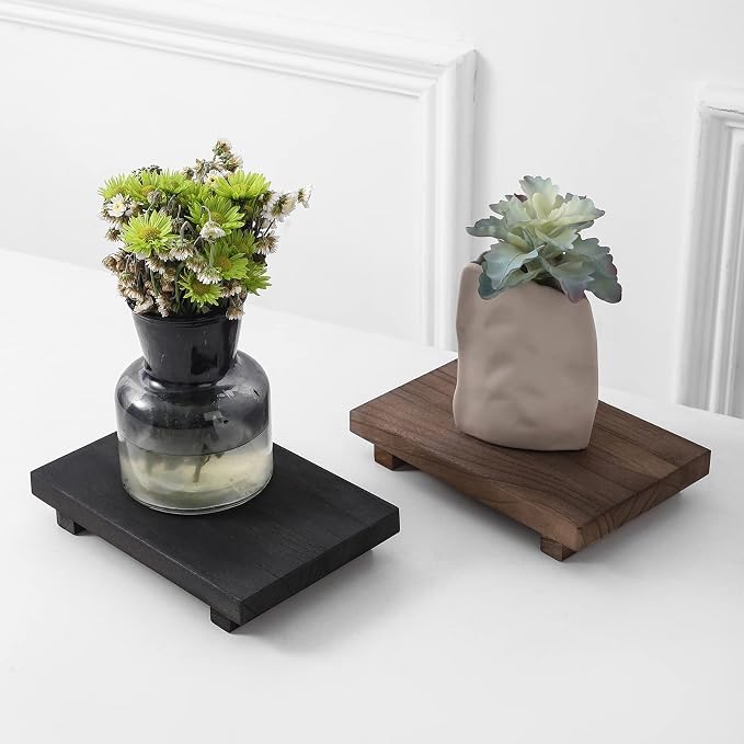 zoocatia Small Wood Tray Pedestal Stand Farmhouse Bathroom Decor Decorative - Image 7
