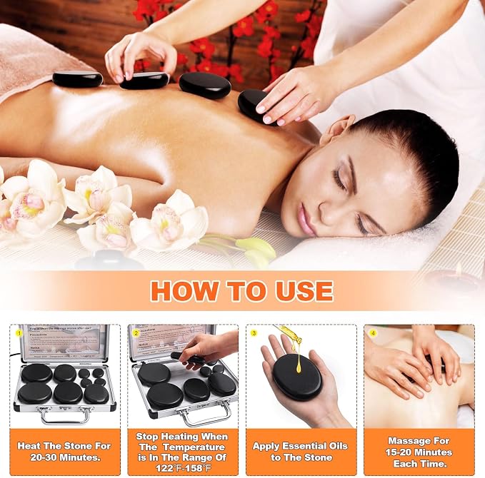 Hot Stones Massage Warmer Kit, Hot Rocks Basalt Massage Stones - Image 6