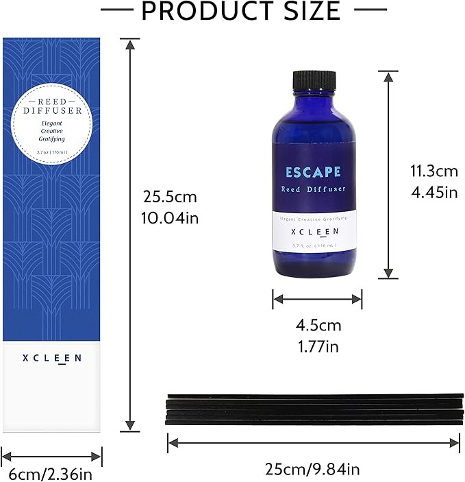 Xcleen Reed Diffusers Set, 3.7 Oz Scent Diffuser, 6 Reed Diffuser Sticks - Image 2