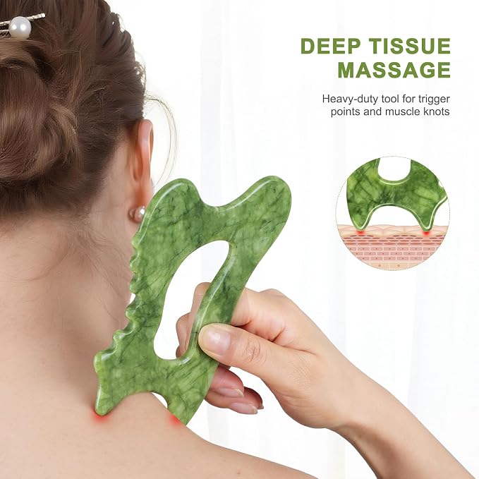 6-in-1 Jade Stone Body Gua Sha Facial Tools - Image 4