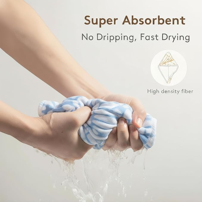 2-Pack Women's Microfiber Hair Towel Wrap: 50% Faster Drying, Ultra - Image 3