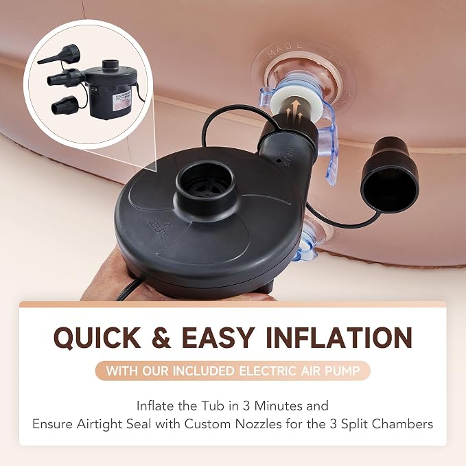CO-Z Inflatable Bathtub with Electric Air Pump and Bath Pillow Headrest - Image 7