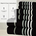 CASA COPENHAGEN Exotic 6Pcs 100% Egyptian Cotton Designer Towels Gift Set- Black - Image 6