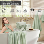 4 Piece Extra Large Bath Towel 35"x70" Oversized Bath Sheet Green Bath Towel Set - Image 2