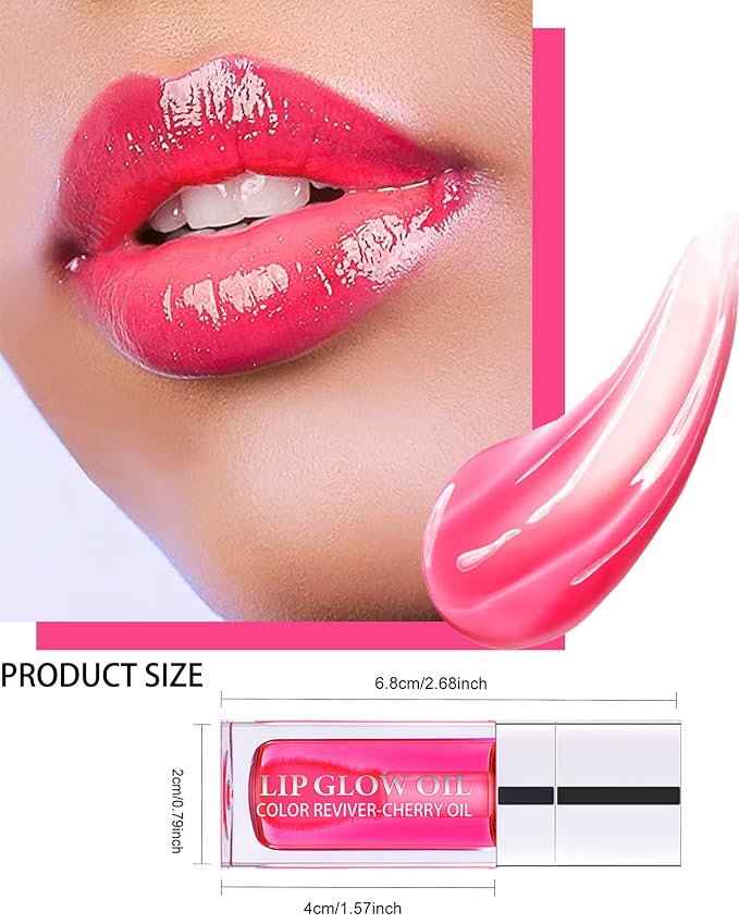 Hydrating Plumping Lip Glow Oil, Shine Tinted Lip Gloss, Glow Reviver Lip Oil - Image 6