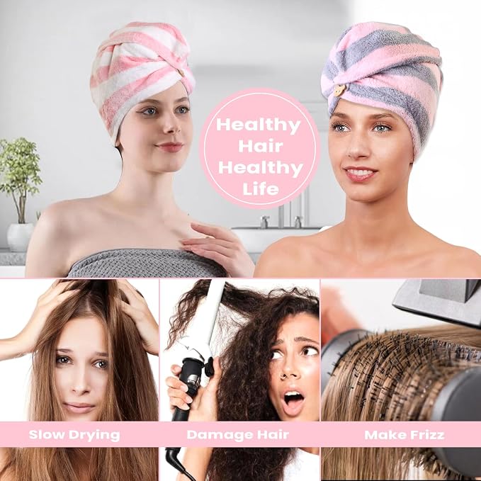 3 Pack Microfiber Hair Towel Wrap - Image 5