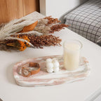 Koville Natural Marble Tray for Bathroom Countertop, Vanity Tray for Decor - Image 2