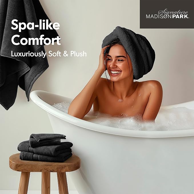 Madison Park 800GSM Bath Sheet Towel Oversized 34" x 68" 2 Pack 100% Cotton - Image 5