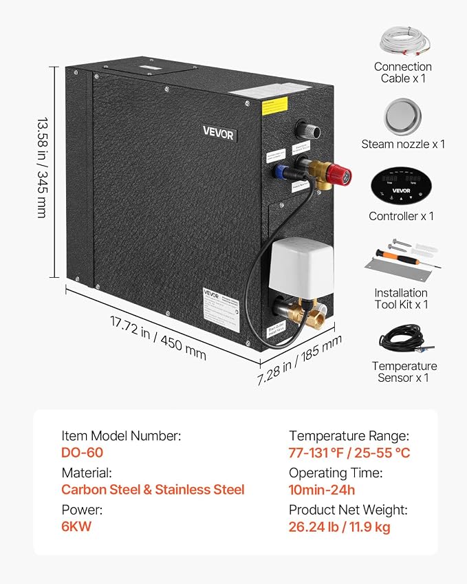 VEVOR Steam Generator, 6 kW Steam Shower System - Image 7