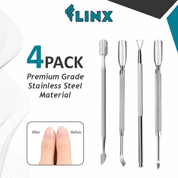 FLINX Metal Cuticle Pusher Tool 4 Pcs Nail Manicure Tools Nail Tᴏols - Image 2