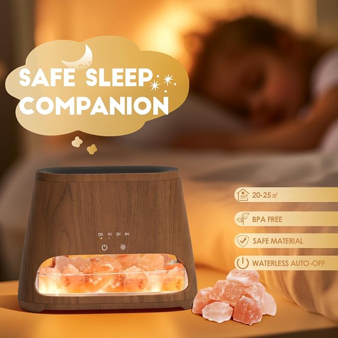 SALKING Colorful Flame Fire Diffuser Humidifier, Himalayan Salt Lamp, 7 Colors - Image 6