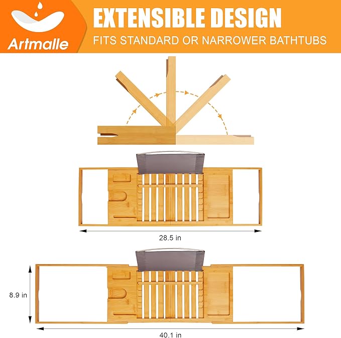 Artmalle Luxury Bathtub Caddy Tray - Image 5