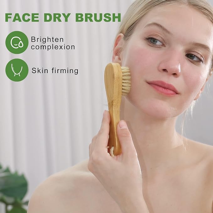 Dry Brushing Body Brush, Natural Boar Bristle Dry Brush, Bamboo Exfoliating Body - Image 5