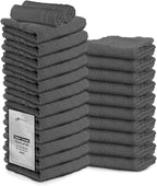 24 Pack Dark Grey Hand Towel 100% Cotton Spa Towel – 16x27 inches Highly by STFLinen