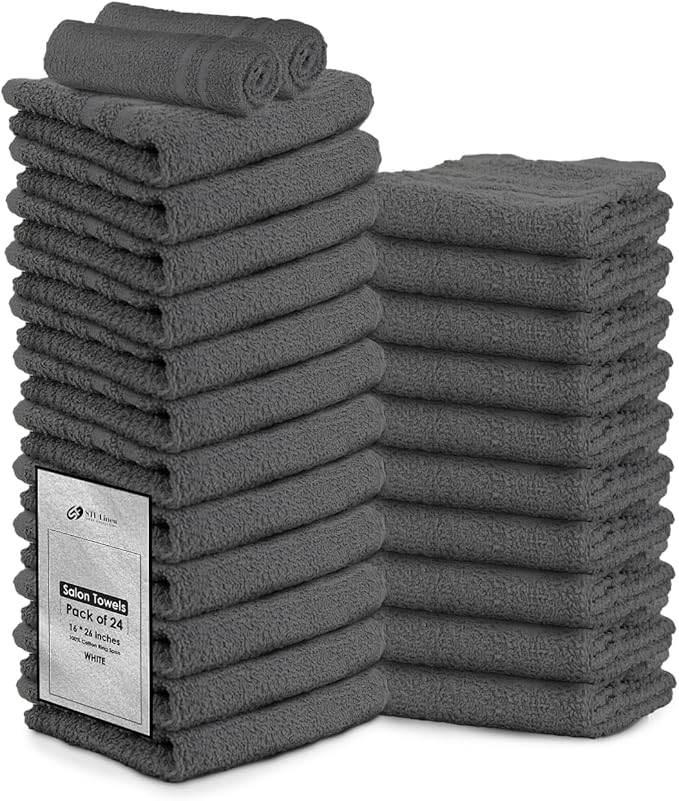24 Pack Dark Grey Hand Towel 100% Cotton Spa Towel – 16x27 inches Highly by STFLinen