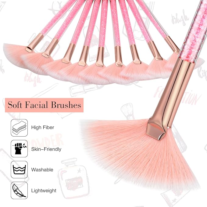 9 Pieces Facial Fan Mask Brushes, Soft Facial Applicator Brushes Tools - Image 4