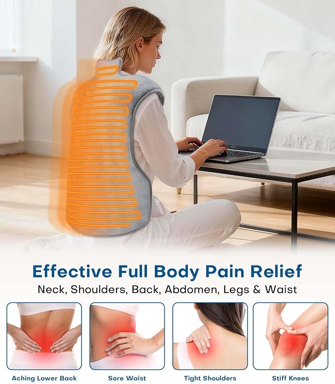 Heating Pad for Back Pain Relief, 22”x 37” Large Electric Heat Pad for Neck - Image 3