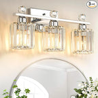 Crystal Bathroom Lighting Fixtures Over Mirror, 3 Light Chrome Brushed Nickel by KunruiTAI