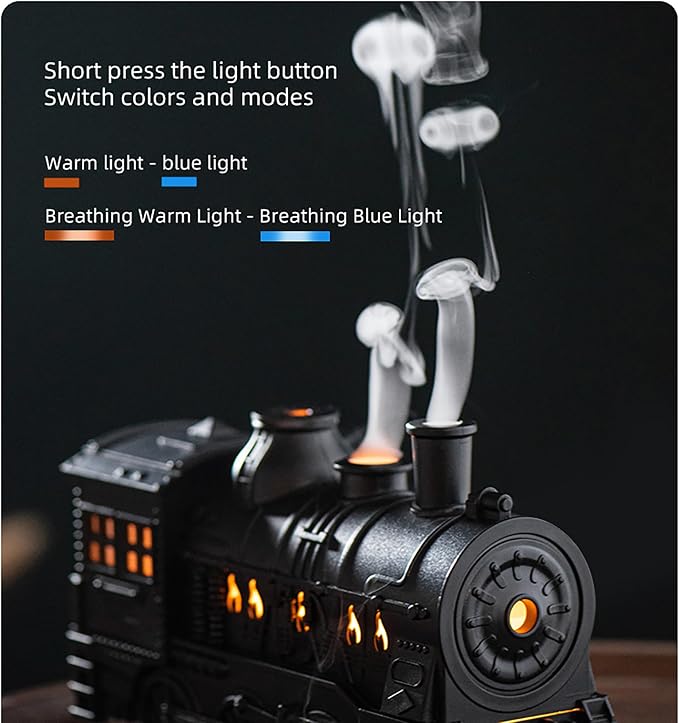 Retro Train Aromatherapy Diffuser 300ML Ultrasonic Cool Mist Humidifier - Image 6