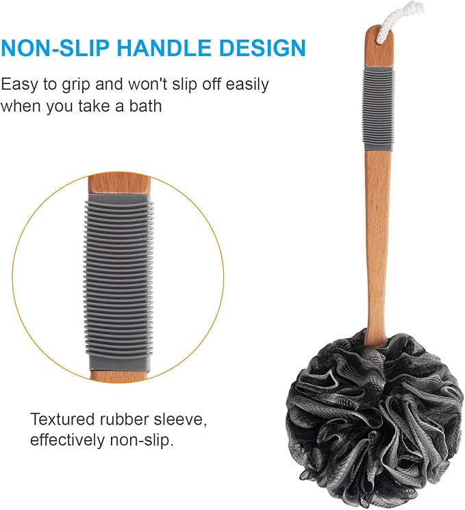 AmazerBath Shower Sponge Loofah Back Scrubber, PE Soft Mesh Loofah Body Scrubber - Image 3