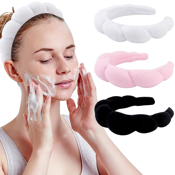 WHAVEL 3 Pack Spa Headband Skincare Headbands, Makeup Headband Sponge Terry by Whavel
