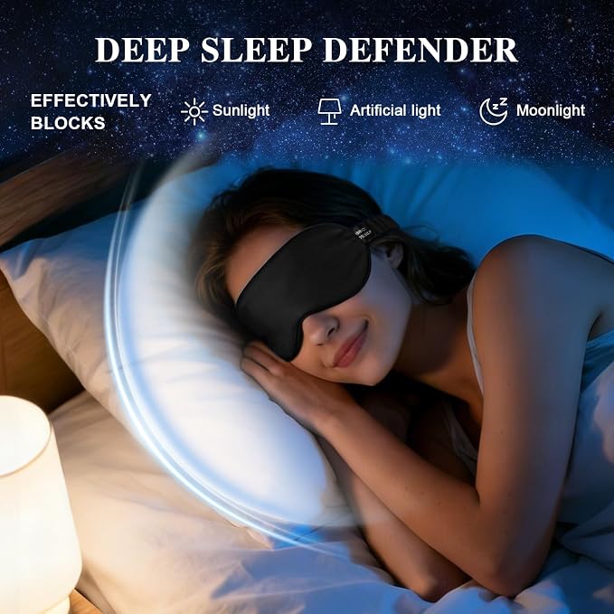 Silk Sleep Mask, Eye Mask for Sleep Women Men, Mulberry Sleeping Mask - Image 6