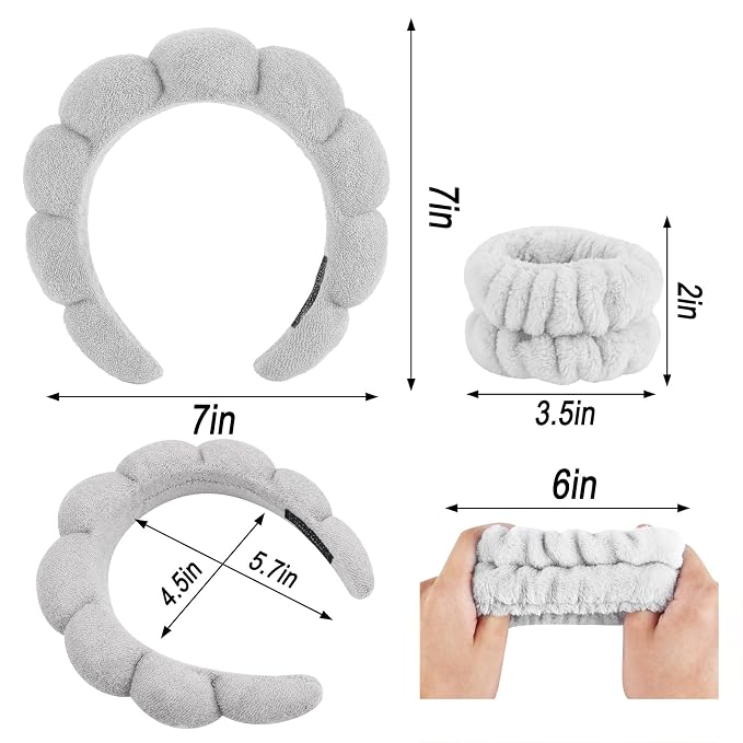 Zkptops Spa Headband for Washing Face Wristband Set Sponge Makeup Skincare - Image 6