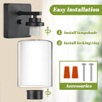 Set of 2 Wall Sconces for Bathroom, Modern Vanity Light Fixtures, Matte Black - Image 7