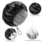 Shower Cap Reusable Double Layer Adjustable Elastic Waterproof EVA Hair Bath - Image 3