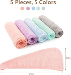 AIDEA Microfiber Hair Towel Wrap, 5 Pack Hair Turbans, Super Absorbent Quick - Image 3