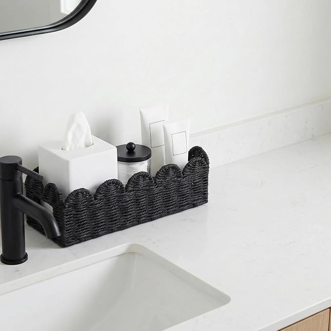 Scalloped Toilet Tank Basket for Back of Toilet, Bathroom Organizer for Tank Top - Image 9