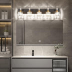 PRESDE 5-Light Crystal Bathroom Vanity Light, Modern Black and Gold Wall Sconce - Image 2