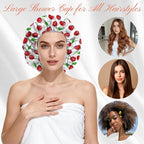 Shower Cap Reusable Double Layer Adjustable Elastic Waterproof EVA Hair Bath - Image 4