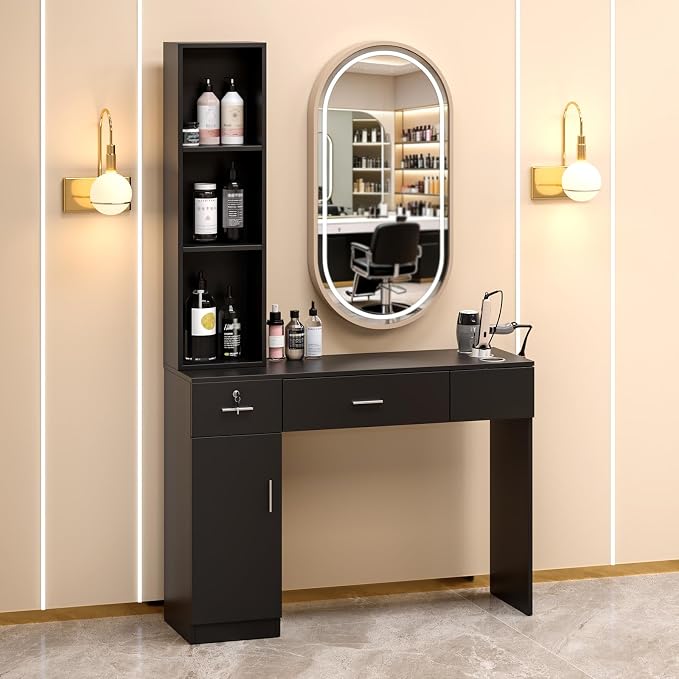 OmySalon Salon Stations for Hair Stylist, Locking Barber Station Organizer - Image 2