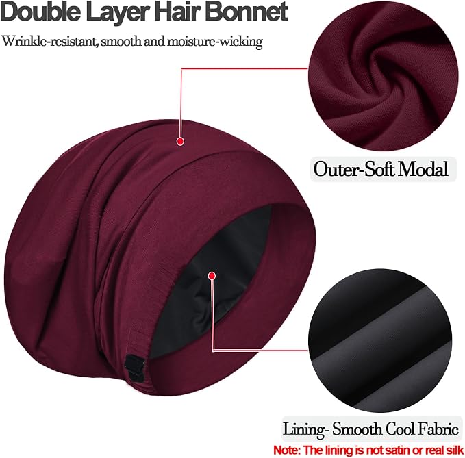 Sleep Cap Bonnet for Sleeping, Adjustable Cooling Ice Silk Lined Hair Bonnets - Image 6