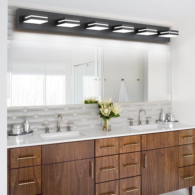 SineRise LED Modern Bathroom Vanity Light Fixtures, Matte Black Modern Acrylic - Image 4