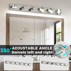 6-Light Nickel Bathroom Vanity Light Over Mirror, LED Vanity Lighting Fixtures - Image 4