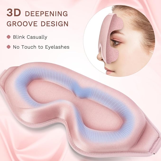 FlyCoco 99% Fully Block Out Light Eye Sleep Mask, 3D Deep Contoured Eyes Cover - Image 5