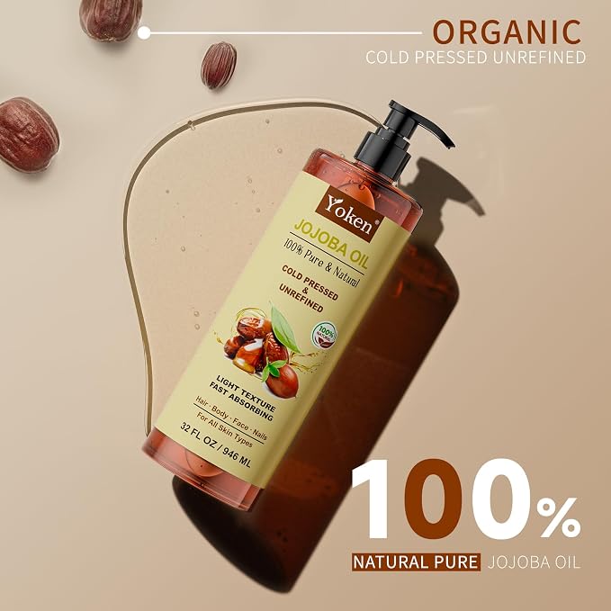 Yoken 32 fl oz 100% Pure Jojoba Carrier Oil - Image 3