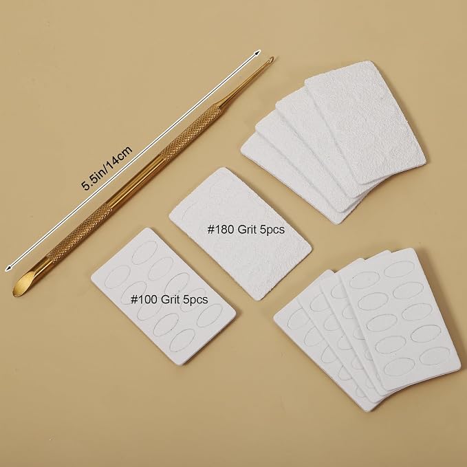100/180 Grit Sandpaper Sheets Dual Ended Nail Cuticle Pusher, Cuticle File - Image 2