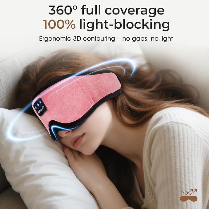 Sleep mask Headphones, 100% Blackout 3D Zero Eye Pressure Bluetooth Sleep mask - Image 2