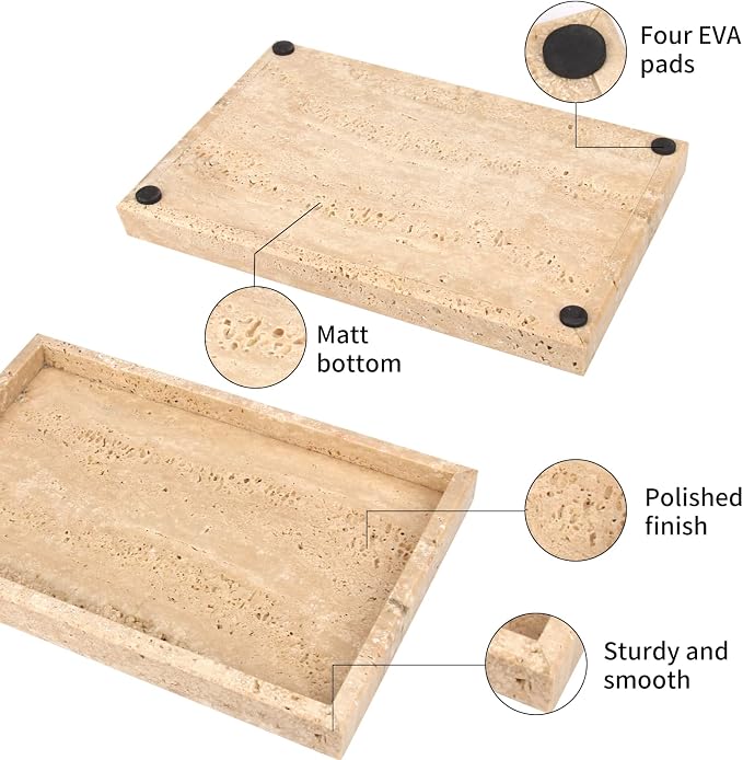 Marble Bathroom Vanity Tray, Natural Luxury Vanity Home Kitchen Bathroom Table - Image 3