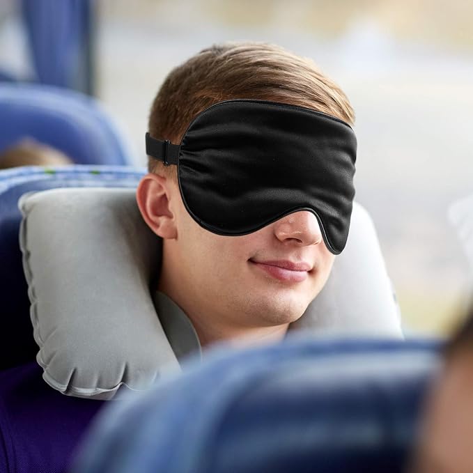 6 Pieces Natural Silk Sleep Mask Soft Eye Mask Adjustable Strap Blindfold - Image 6