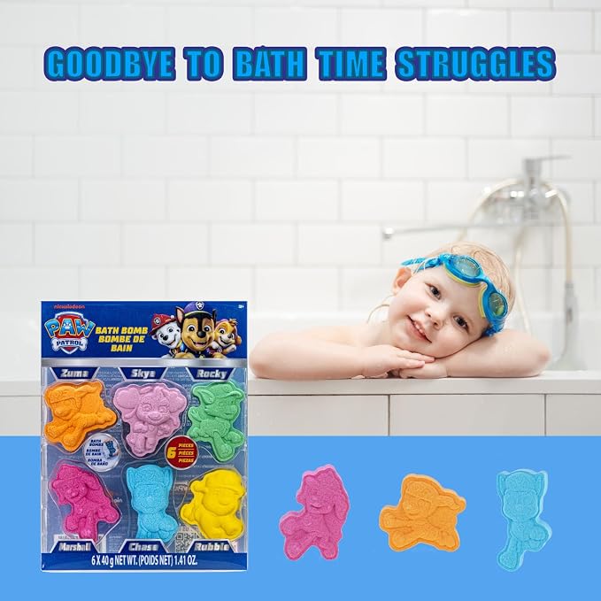 Paw Patrol 6 Pack Cucumber Melon Scented Bath Bombs Character Molded Bath Bombs - Image 7