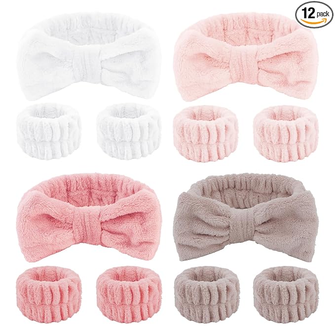 CIEHER 12 PCS Makeup Headband for Women Wrist Washband Scrunchies Cuffs for by CIEHER