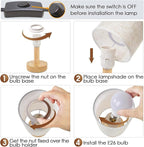 Small Bedside Table Lamps for Bedroom Set of 2, Natural Round Wood Base&Fabric - Image 7