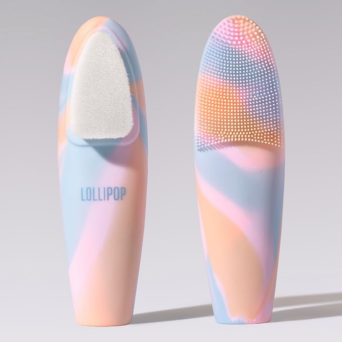 LOLLIPOP Handle Dual-Sided Silicone Face Scrubber, Face Exfoliator, Synthetic by Lollipop