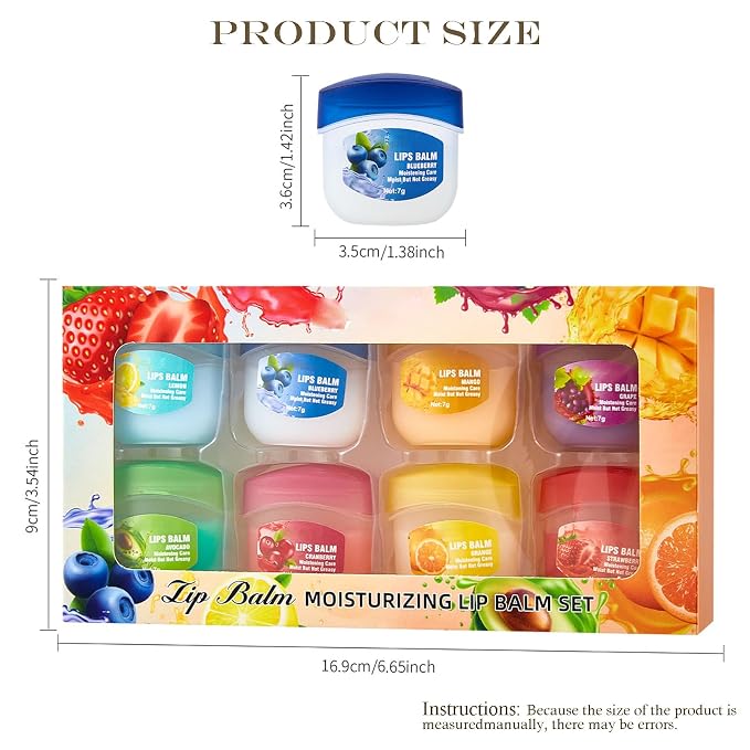8Piece Set Lip Balm, Moisturizing Lip Care Kit, 8 Fruit Flavored Lip Masks - Image 2