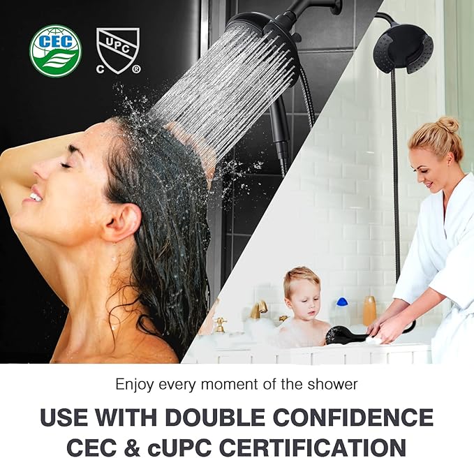 Shower Head with Handheld High Pressure: 2-IN-1 Shower Head with 7.2" Rainfall - Image 6